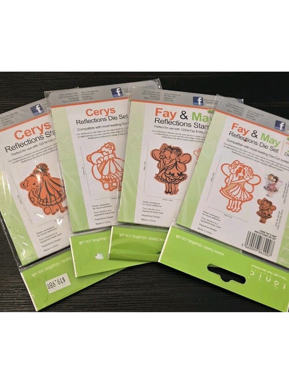 Tonic Studios Reflections Rubber Stamp & Die Set Lot Of 4 Fay & May Cerys Fairy